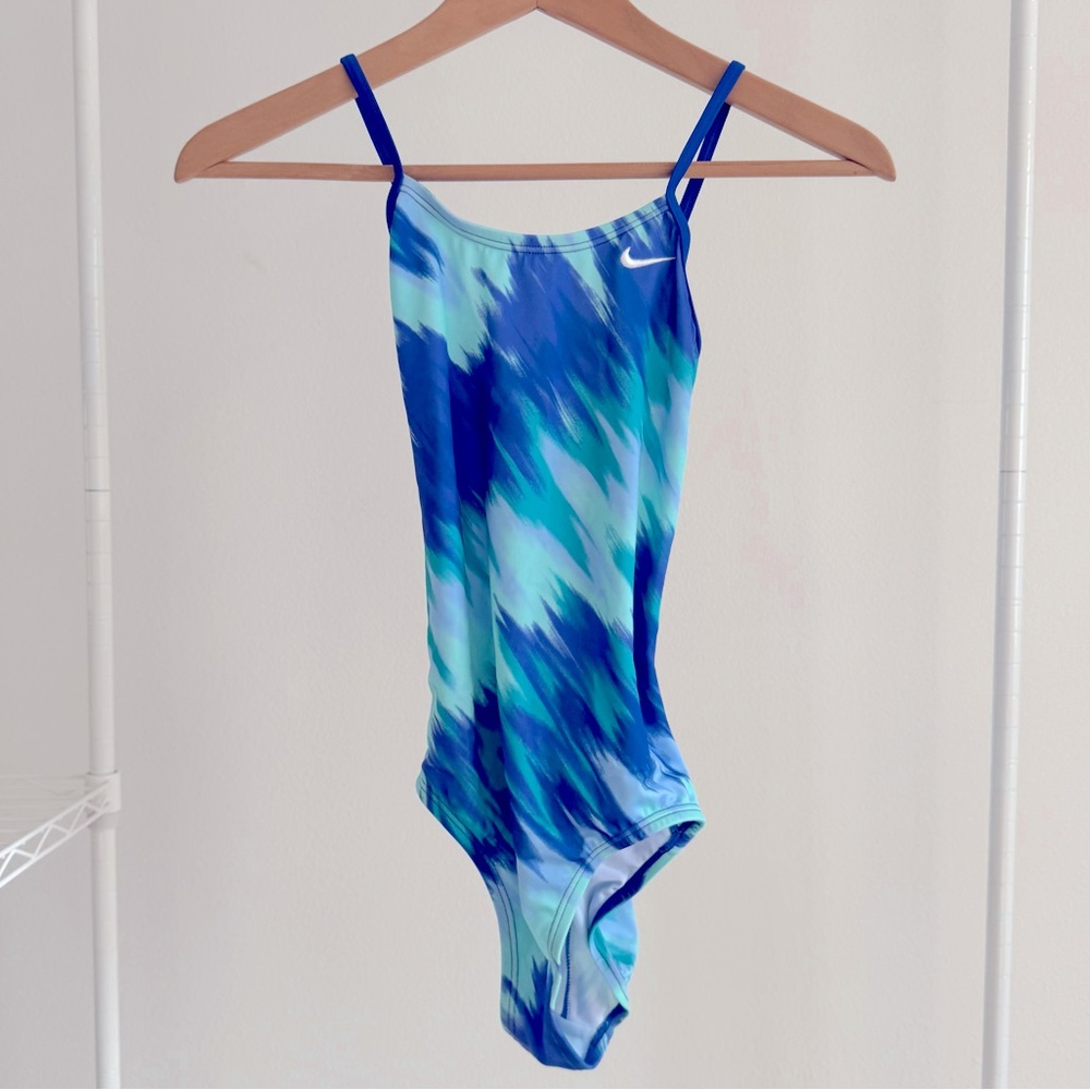 Like New Nike Kids Aqua and Blue One-Piece Swimsuit
